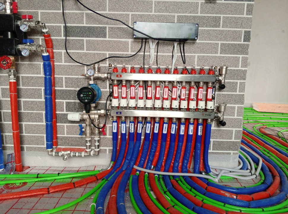 Отопление, водоснабжение, канализация, тёплый пол под ключ для частного дома из газобетона. 210 м2. п. Кузнецово. - 13