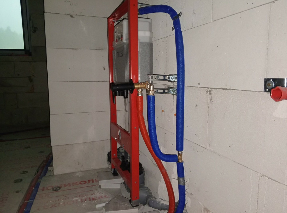 Отопление, водоснабжение, канализация, тёплый пол под ключ для частного дома из газобетона. 210 м2. п. Кузнецово. - 15